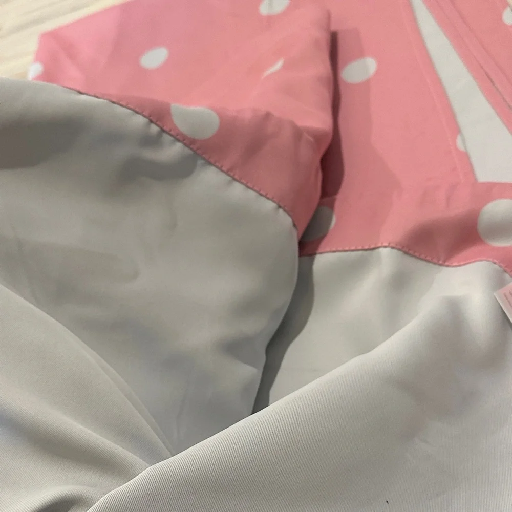 Set of 3 Pink and white polkadot blackout curtains drapes 38” x 84”